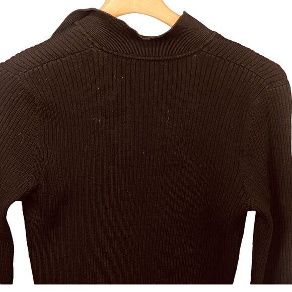 Ralph Ralph Lauren Ribbed V Neck Long Sleeve Sweater with Lace Up Detail - Picture 9 of 11